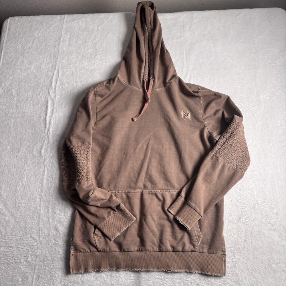 Young‎ & Reckless Long Sleeve Brown Mocha Pullover Hoodie Men's Large Fleece *
